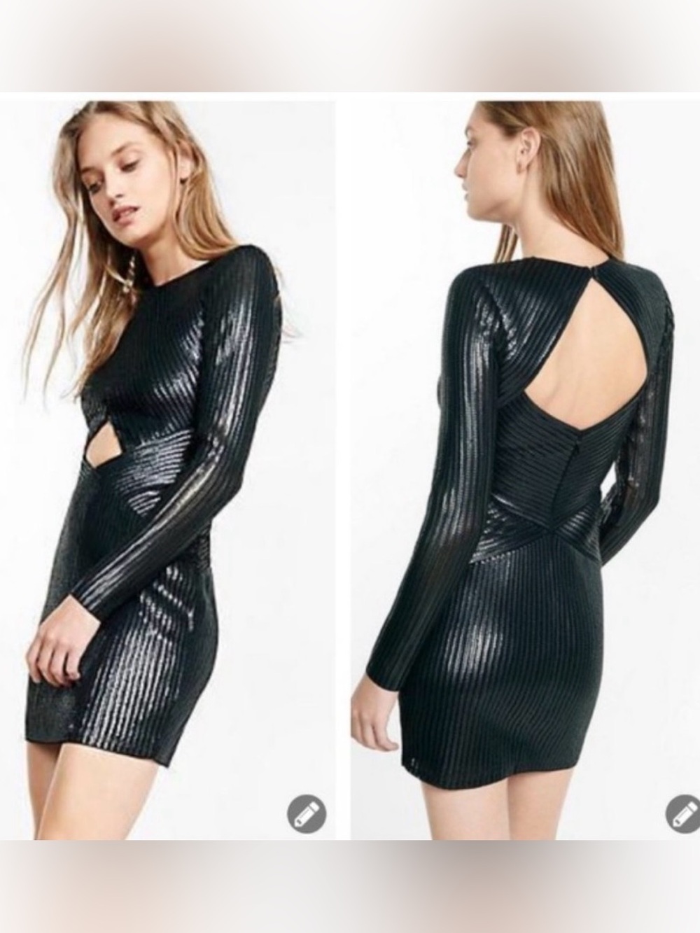 NWOT Express | Black Sequin Cutout Mini Dress, size 10